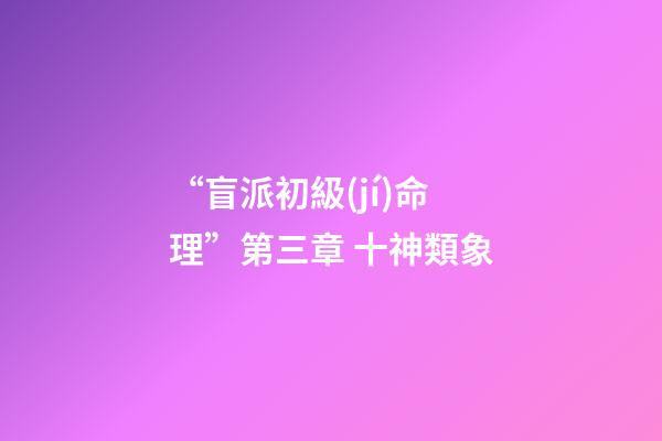 “盲派初級(jí)命理”第三章 十神類象